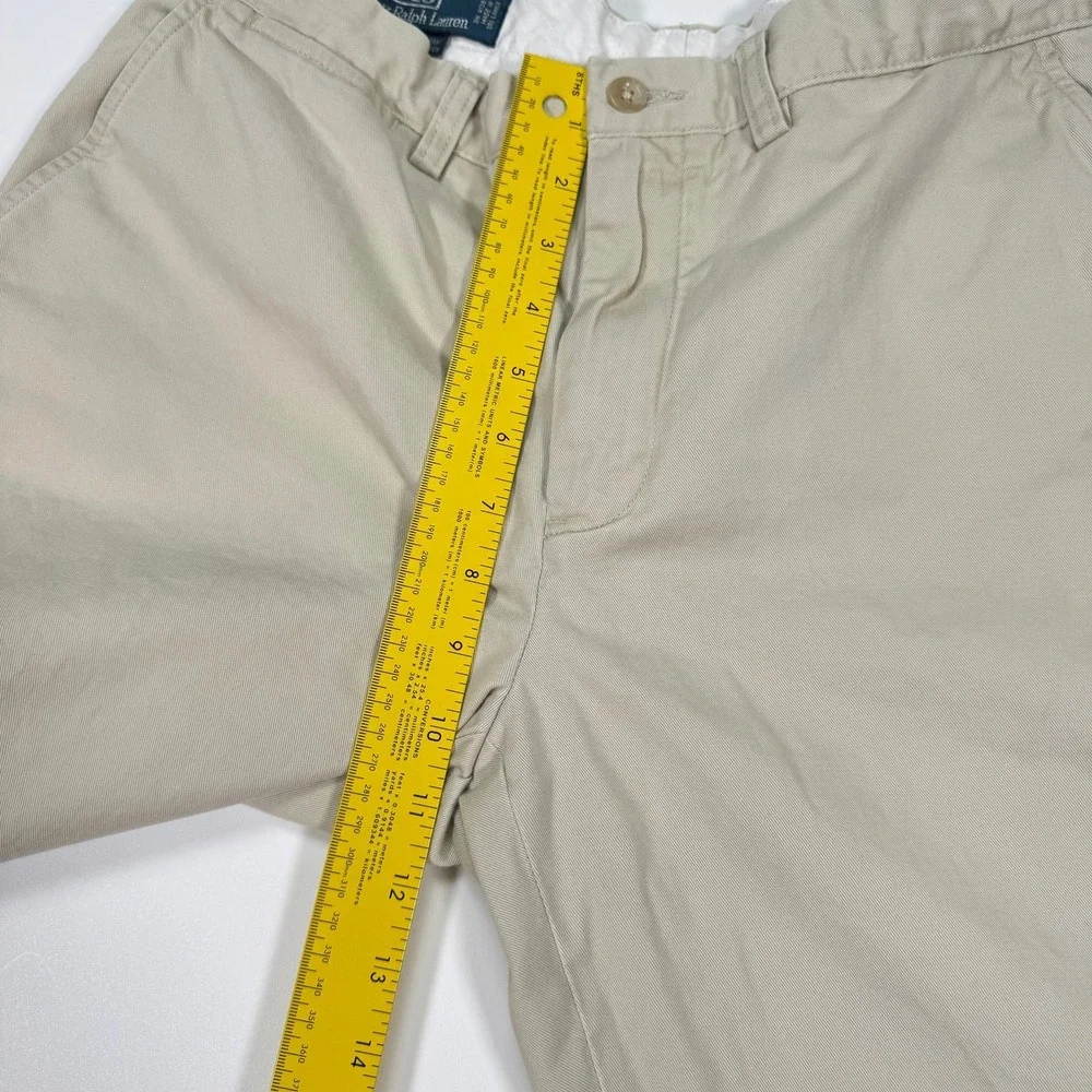 VTG Polo Ralph Lauren Mens Preston Chinos Pants 34x30 Khaki Flat Front Cotton
